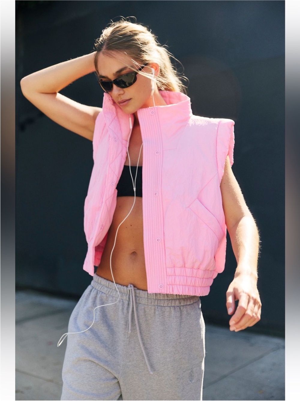 Free people Movement Scrunch Time Puffer Vest Pink Size Small